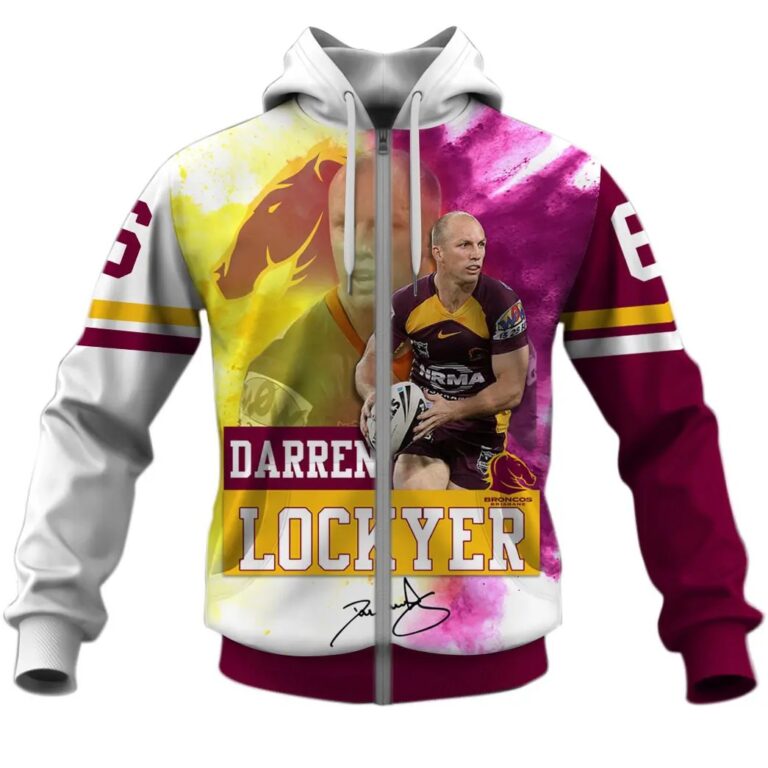 NRL Brisbane Broncos Darren Lockyer Zip Up Hoodie