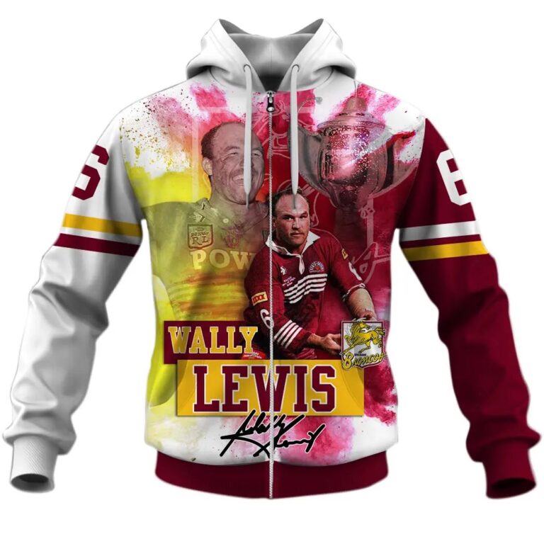 NRL Brisbane Broncos Legend Wally Lewis Zip Up Hoodie