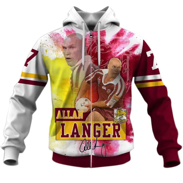 NRL Brisbane Broncos Allan Langer Zip Up Hoodie