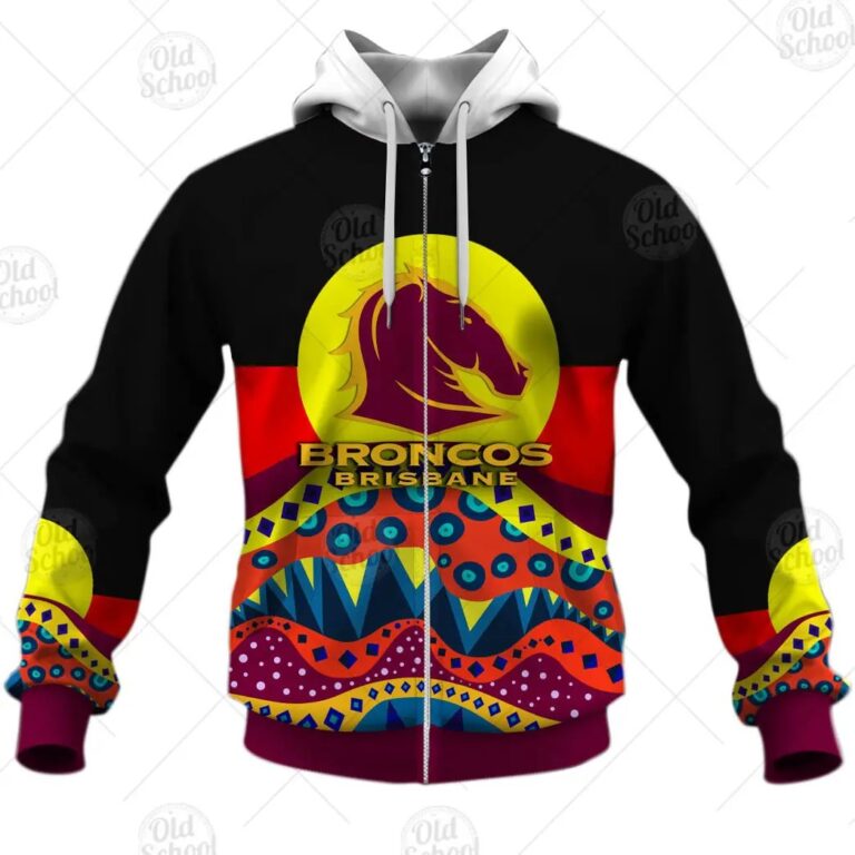 NRL Brisbane Broncos Dinky Di Lover Aboriginal Flag x Indigenous Zip Up Hoodie