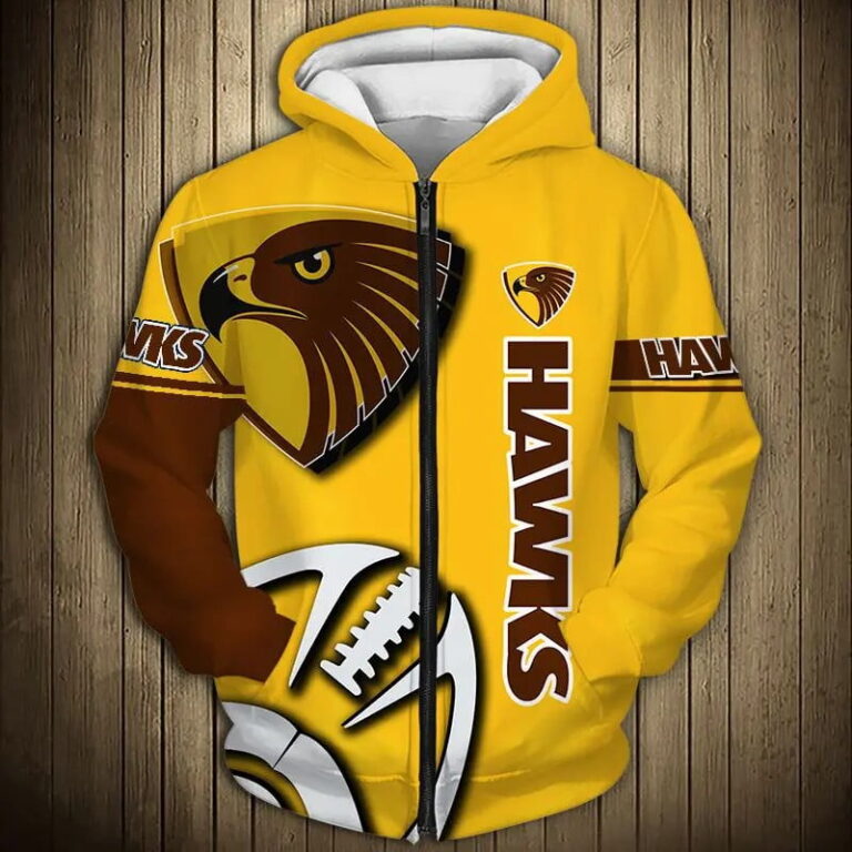 AFL Hawthorn Hawks Gold Zip Up Hoodie