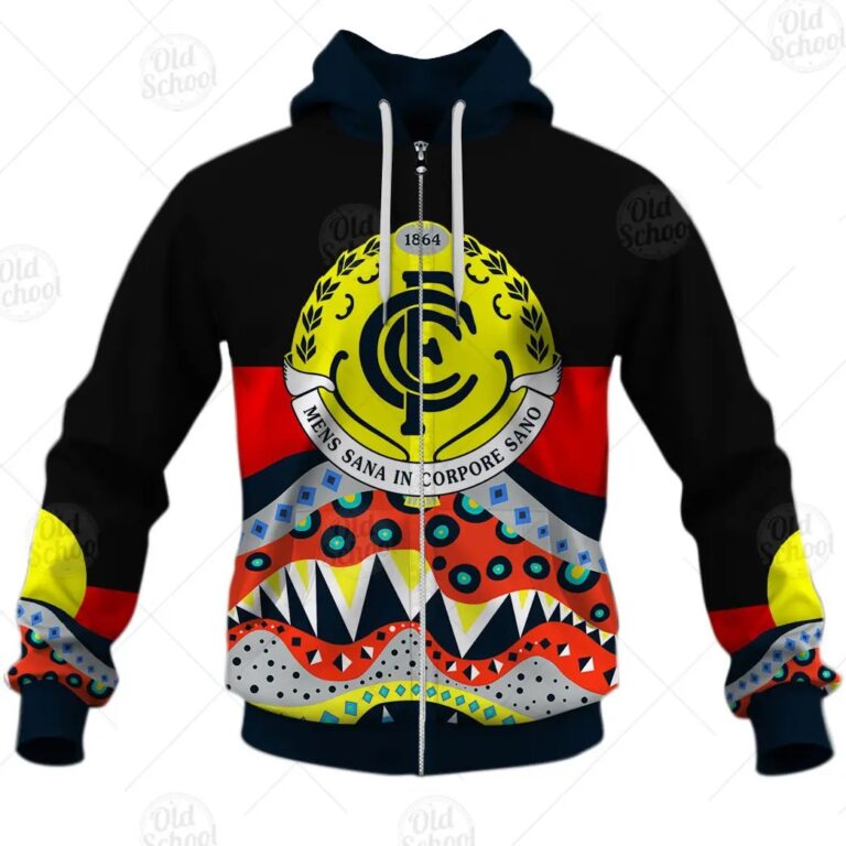 AFL Carlton Blues Dinky Di Lover Aboriginal Flag x Indigenous Zip Up Hoodie