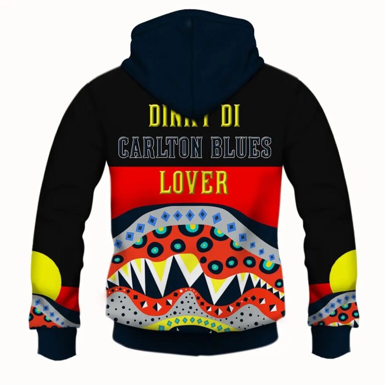 AFL Carlton Blues Dinky Di Lover Aboriginal Flag x Indigenous Zip Up Hoodie