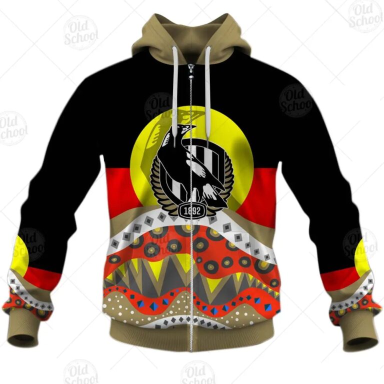 AFL Collingwood Magpies Dinky Di Lover Aboriginal Flag x Indigenous Zip Up Hoodie