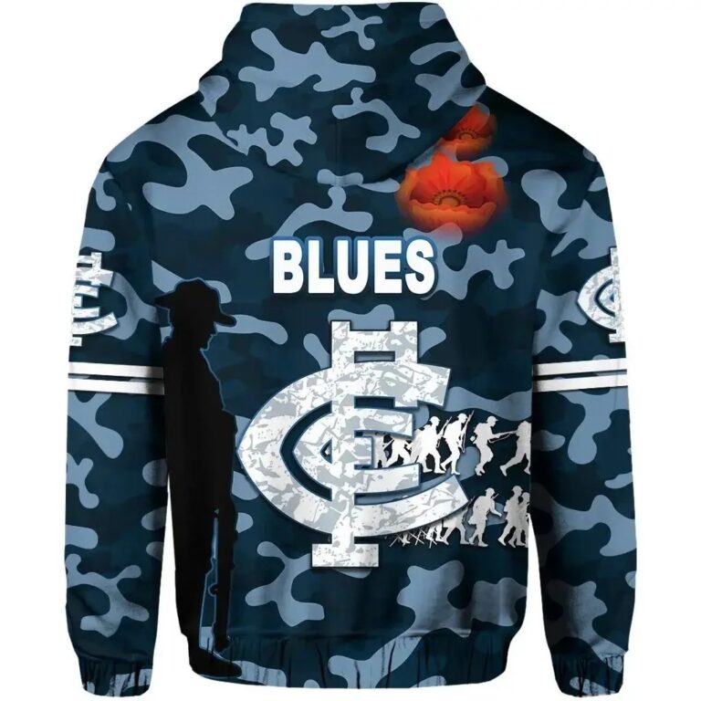 AFL Carlton Blues Anzac Vibes Zip Up Hoodie