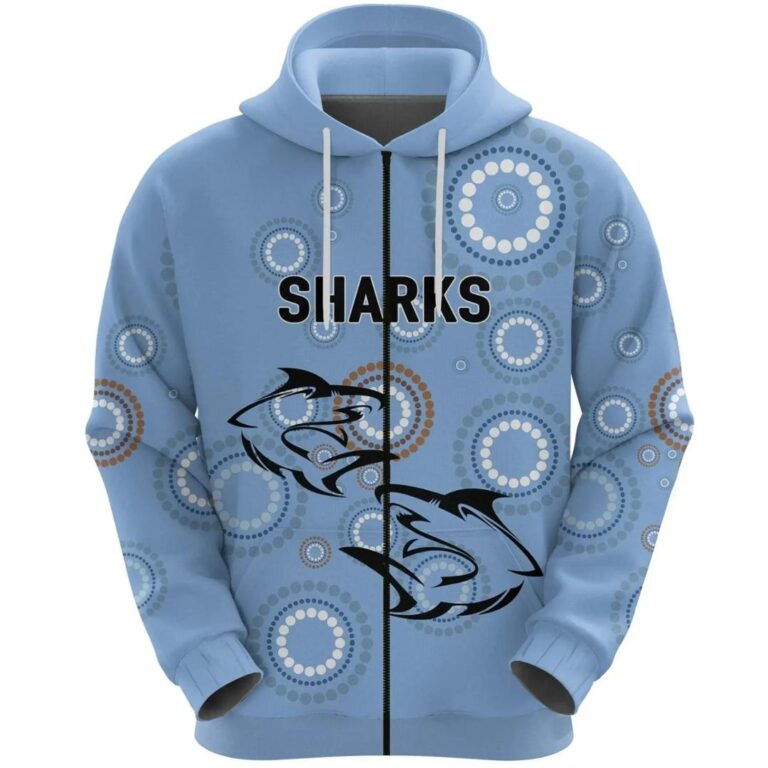 NRL Cronulla-Sutherland Sharks Unique Indigenous Zip Up Hoodie