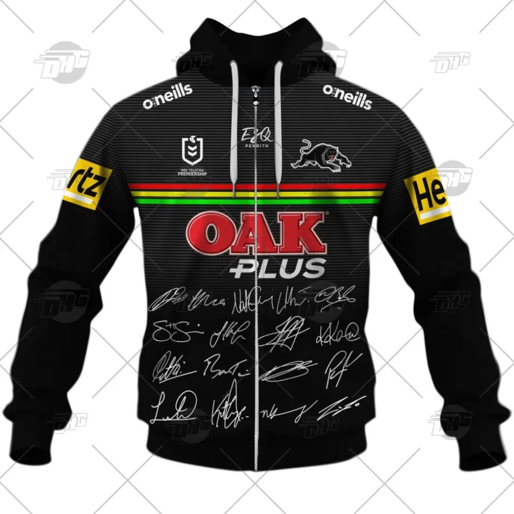 NRL Penrith Panthers Premiers 2021 Team Signatures Zip Up Hoodie
