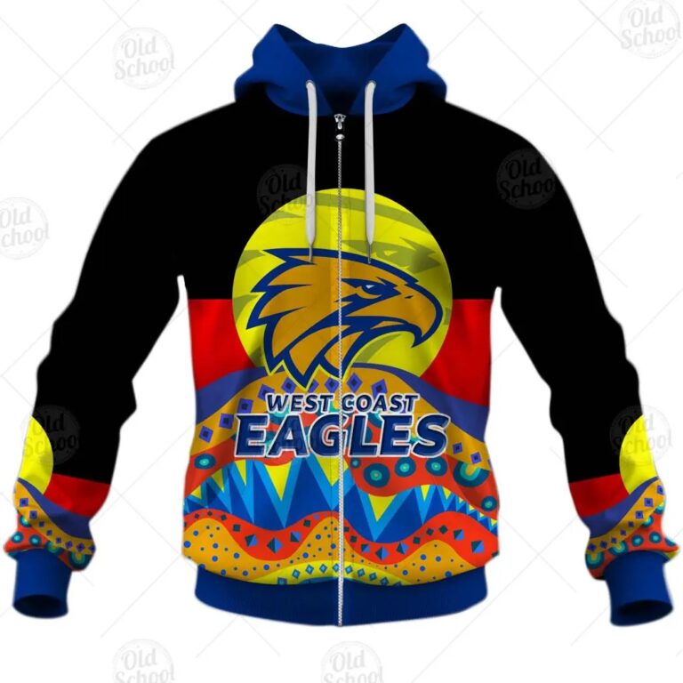 AFL West Coast Eagles Dinky Di Lover Aboriginal Flag x Indigenous Zip Up Hoodie