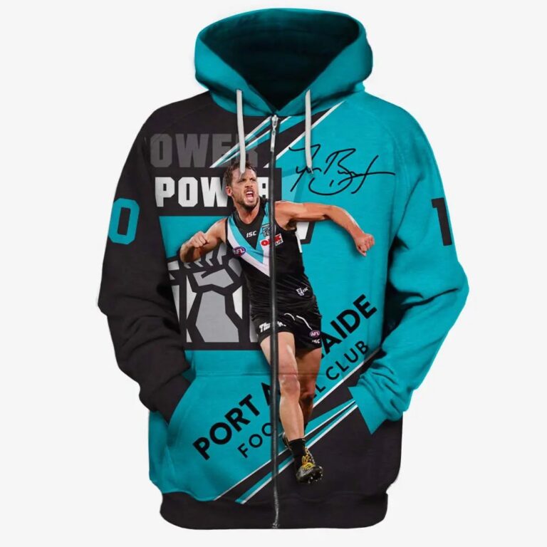 AFL Port Adelaide Power Travis Boak Zip Up Hoodie