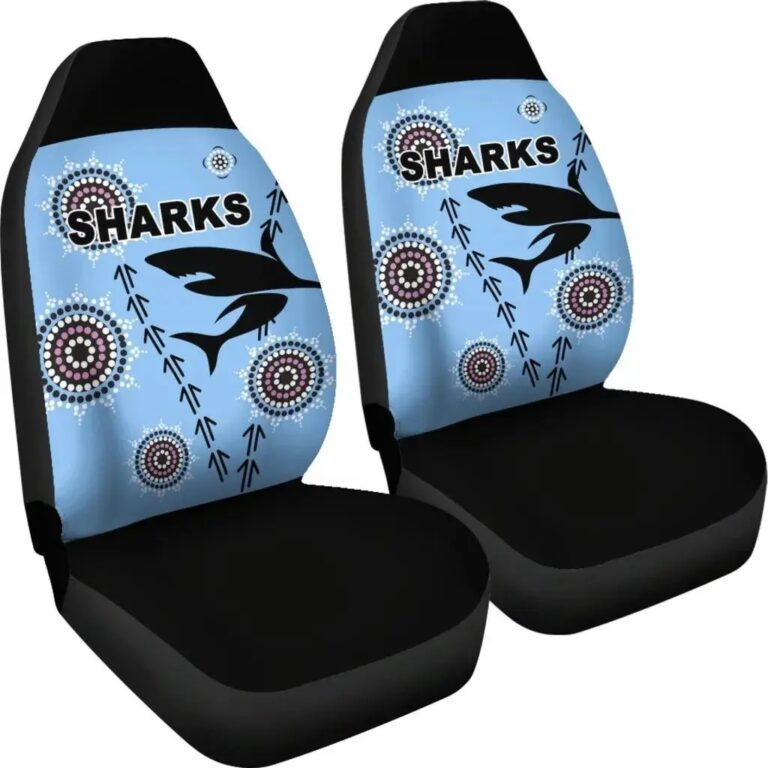 NRL Cronulla Sutherland Sharks - Simple Indigenous Blue Car Seat Covers