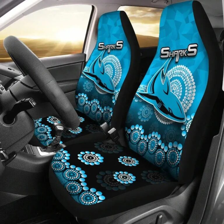 NRL Cronulla Sutherland Sharks - Aboriginal Mix 3D Patterns Car Seat Covers