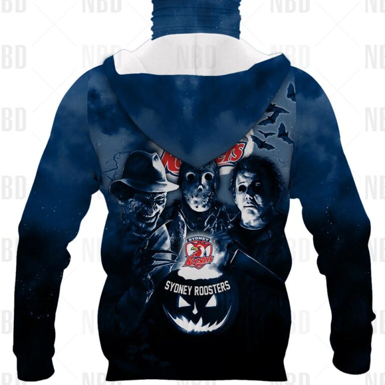 NRL Sydney Roosters Halloween Zip Hoodie T Shirt Long Sleeve Hawaiian