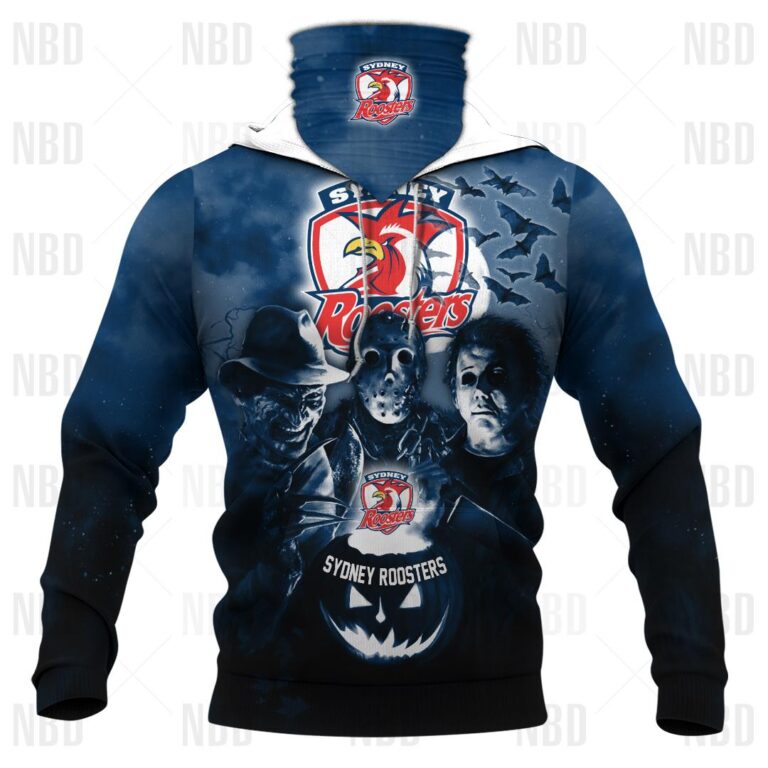 NRL Sydney Roosters Halloween Zip Hoodie T Shirt Long Sleeve Hawaiian