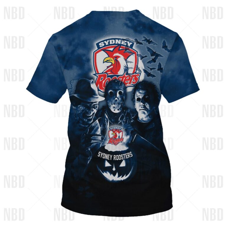 NRL Sydney Roosters Halloween Zip Hoodie T Shirt Long Sleeve Hawaiian