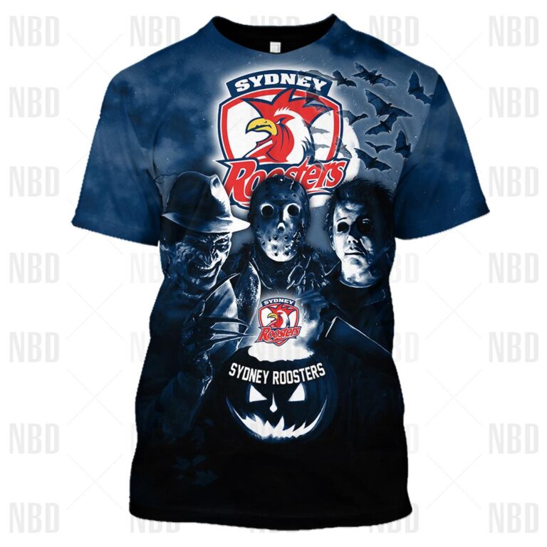 NRL Sydney Roosters Halloween Zip Hoodie T Shirt Long Sleeve Hawaiian