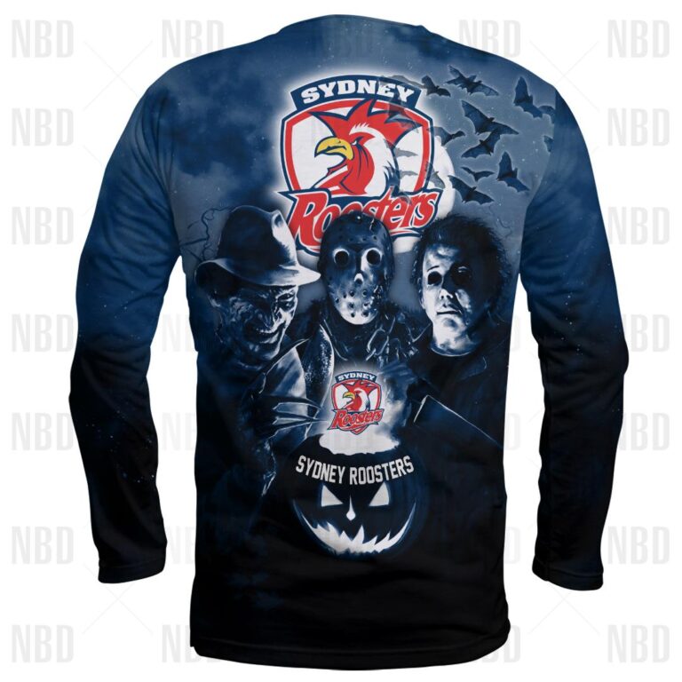 NRL Sydney Roosters Halloween Zip Hoodie T Shirt Long Sleeve Hawaiian