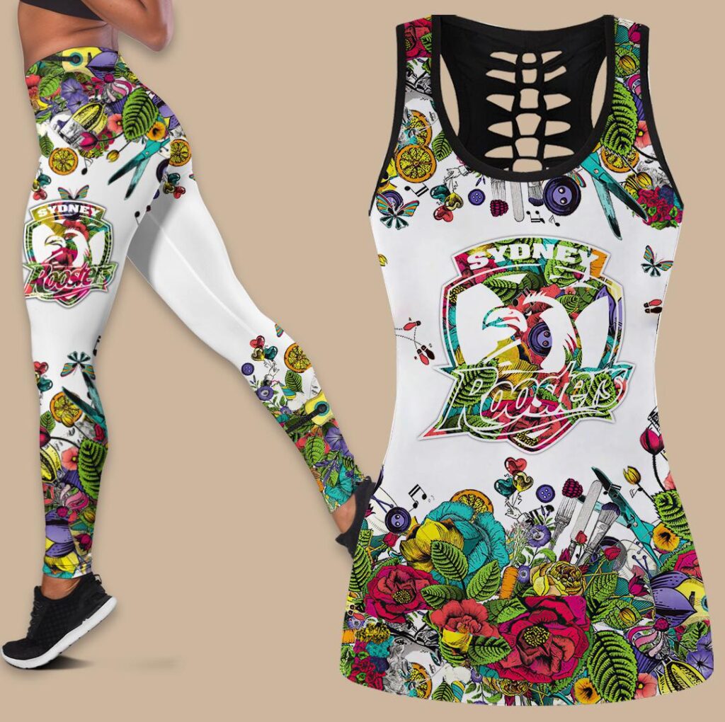 NRL Sydney Roosters | Women's Criss Cross Tanktop/Hollow Tank Top/Legging