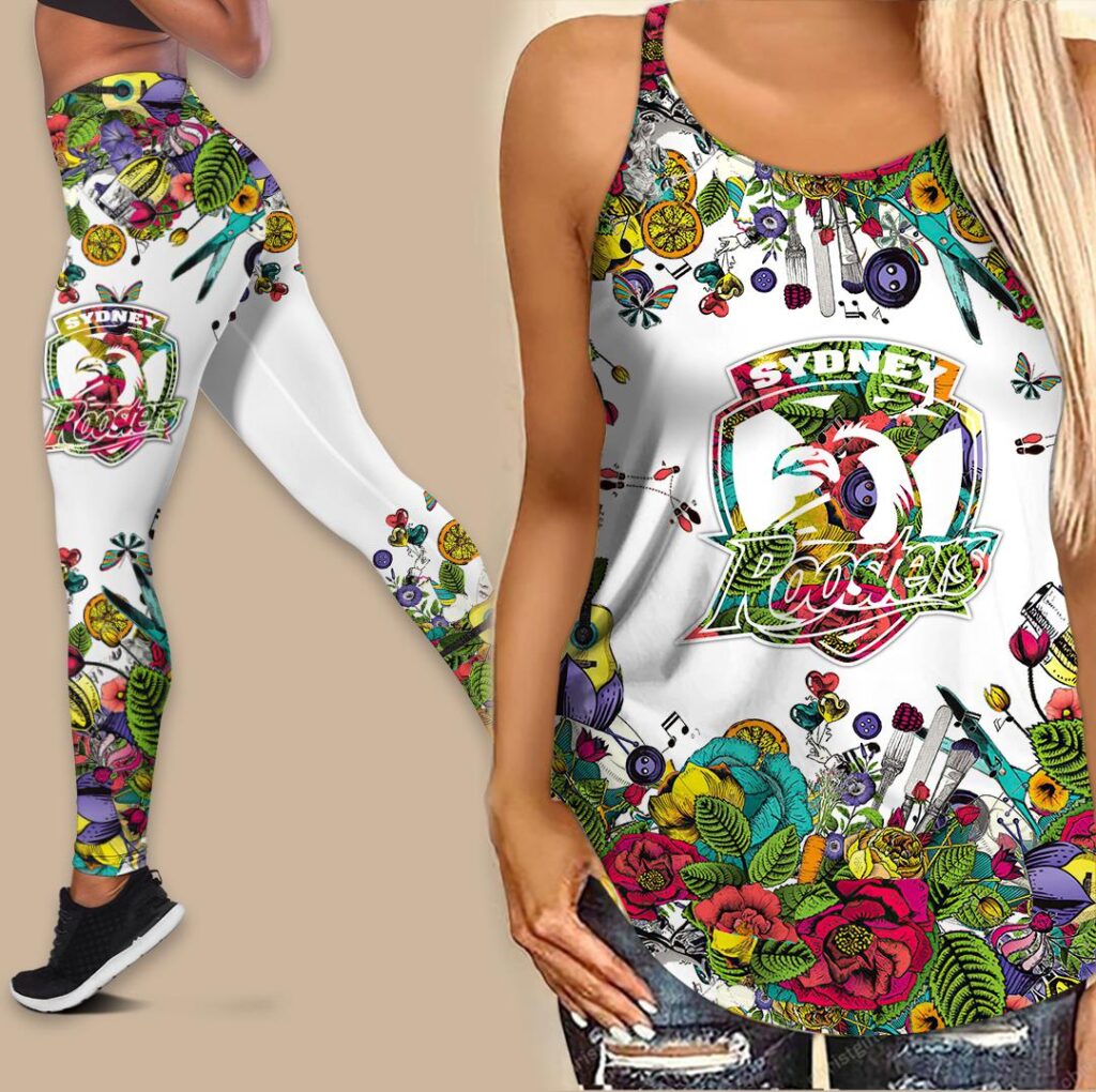 NRL Sydney Roosters | Women's Criss Cross Tanktop/Hollow Tank Top/Legging