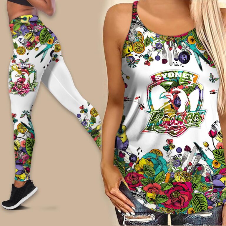NRL Sydney Roosters | Women's Criss Cross Tanktop/Hollow Tank Top/Legging