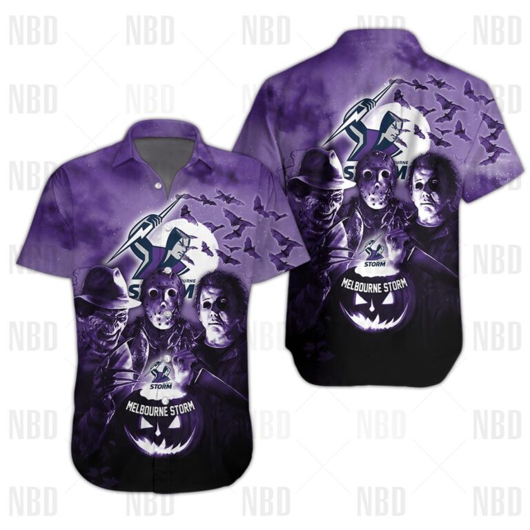 NRL Melbourne Storm Halloween Zip Hoodie T Shirt Long Sleeve Hawaiian