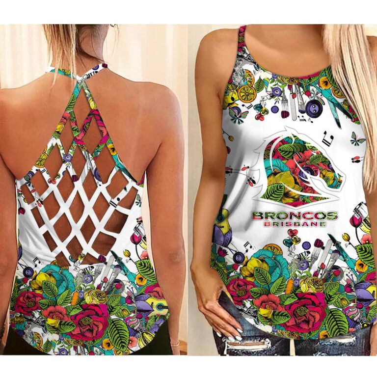 NRL Brisbane Broncos | Women's Criss Cross Tanktop/Hollow Tank Top/Legging