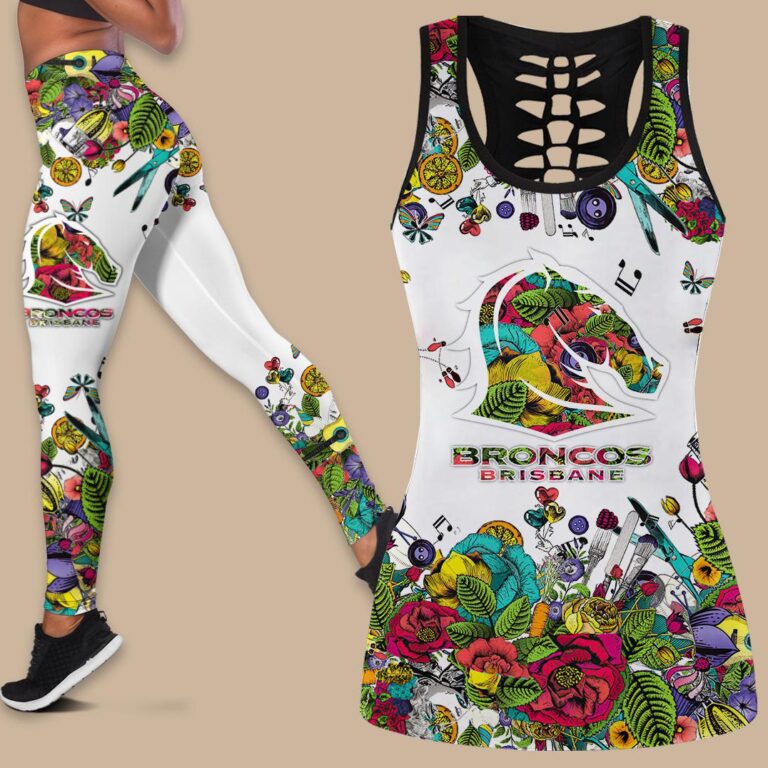 NRL Brisbane Broncos | Women's Criss Cross Tanktop/Hollow Tank Top/Legging