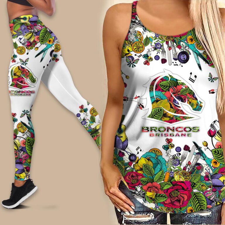 NRL Brisbane Broncos | Women's Criss Cross Tanktop/Hollow Tank Top/Legging