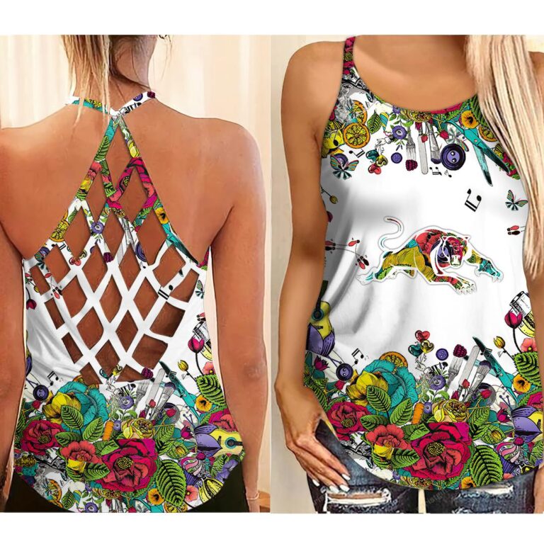 NRL Penrith Panthers | Women's Criss Cross Tanktop/Hollow Tank Top/Legging