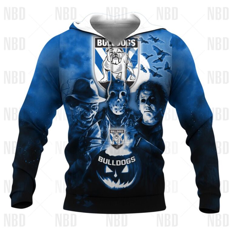 NRL Canterbury Bankstown Bulldogs - Halloween Zip Hoodie T Shirt Long Sleeve Hawaiian