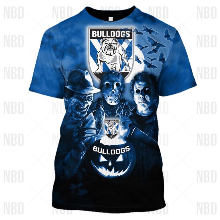 NRL Canterbury Bankstown Bulldogs - Halloween Zip Hoodie T Shirt Long Sleeve Hawaiian