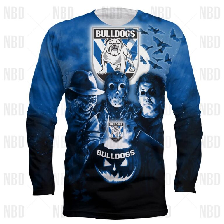 NRL Canterbury Bankstown Bulldogs - Halloween Zip Hoodie T Shirt Long Sleeve Hawaiian