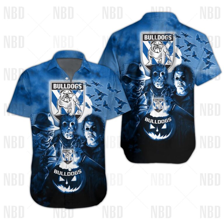 NRL Canterbury Bankstown Bulldogs - Halloween Zip Hoodie T Shirt Long Sleeve Hawaiian