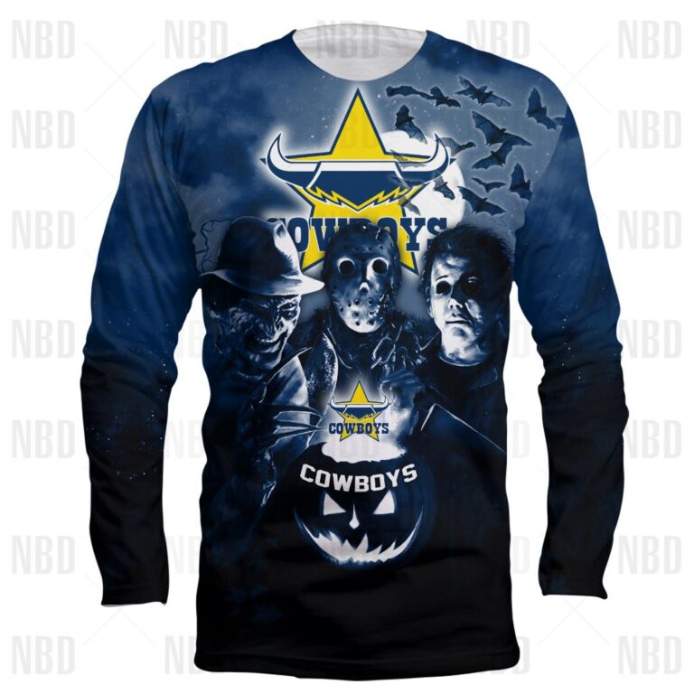 NRL North Queensland Cowboys Halloween Zip Hoodie T Shirt Long Sleeve Hawaiian