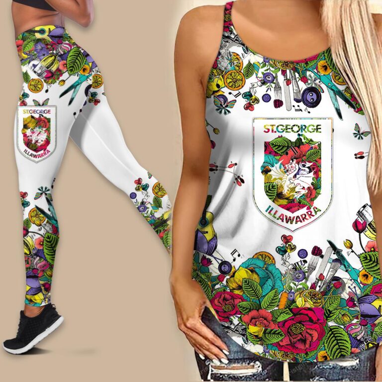 NRL St George Illawarra Dragons . | Women's Criss Cross Tanktop/Hollow Tank Top/Legging