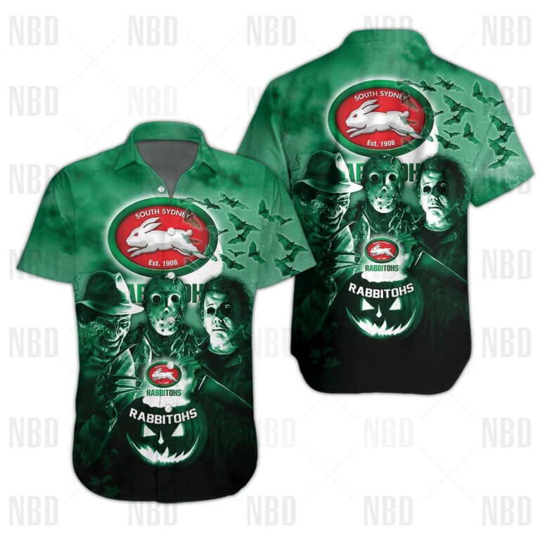 NRL South Sydney Rabbitohs Halloween Zip Hoodie T Shirt Long Sleeve Hawaiian