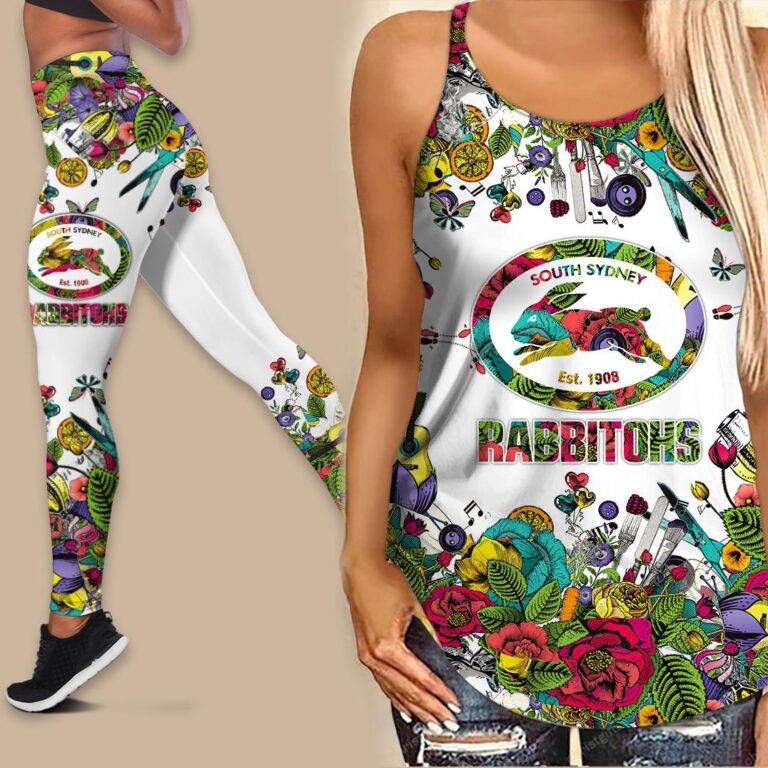 NRL South Sydney Rabbitohs | Women's Criss Cross Tanktop/Hollow Tank Top/Legging
