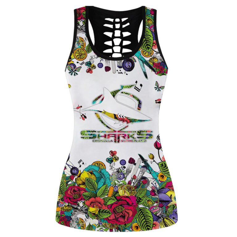 NRL Cronulla-Sutherland Sharks | Women's Criss Cross Tanktop/Hollow Tank Top/Legging