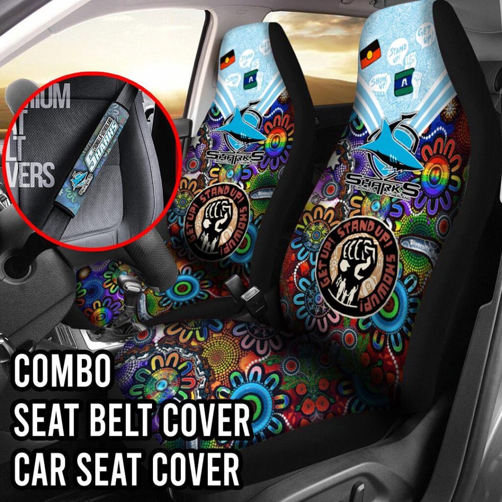 NRL Cronulla Sutherland Sharks | Seat Belt | Steering | Car Seat Covers