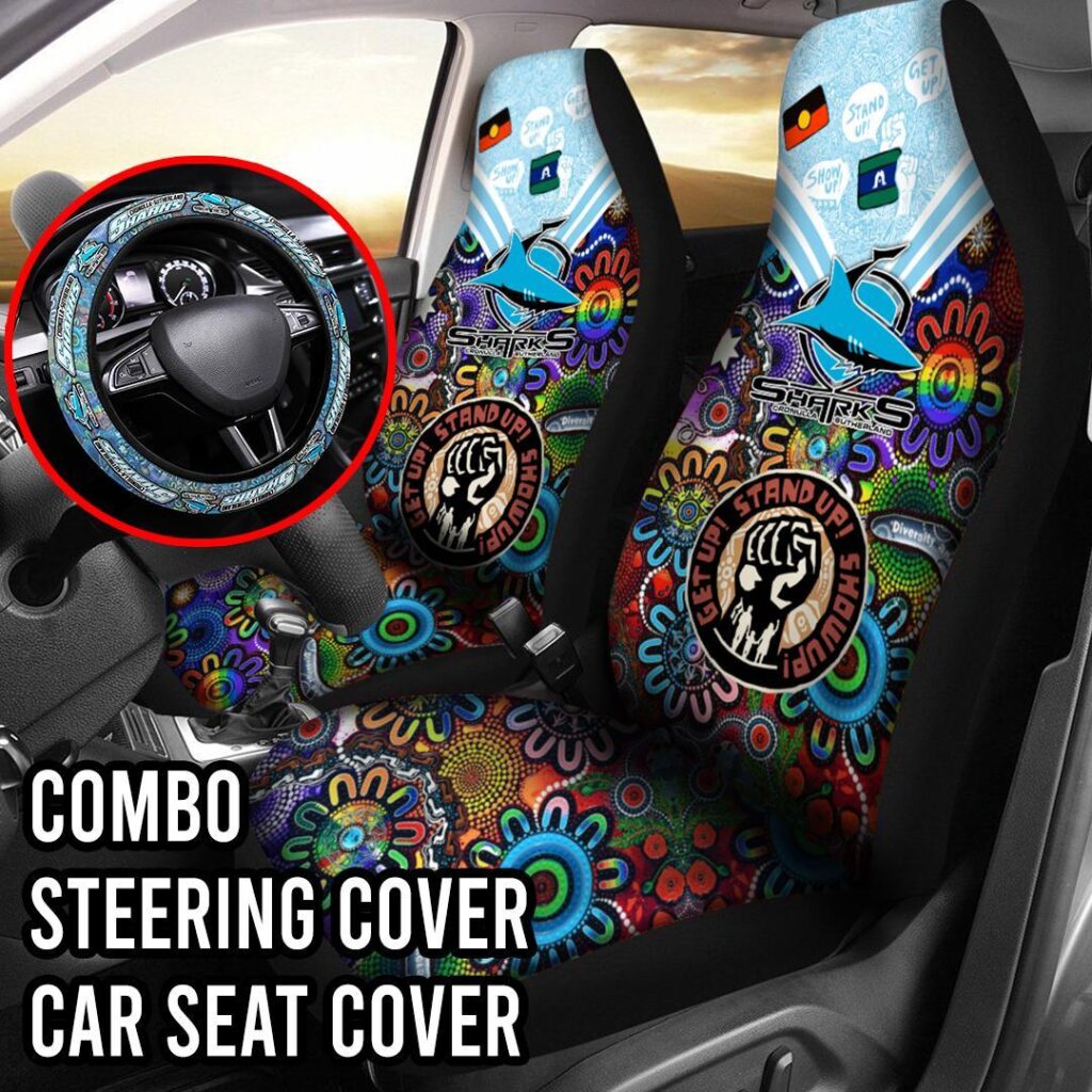 NRL Cronulla Sutherland Sharks | Seat Belt | Steering | Car Seat Covers