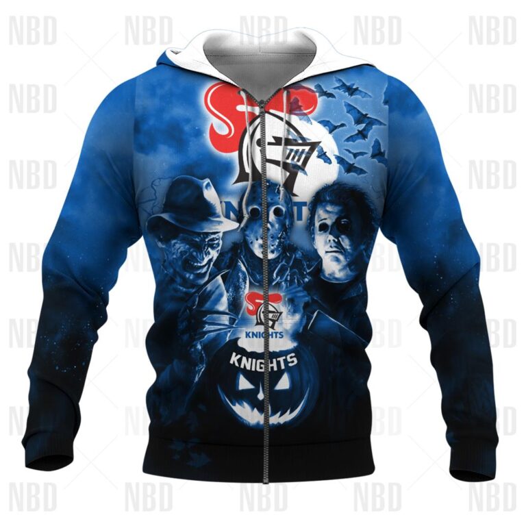 NRL Newcastle Knights Halloween Zip Hoodie T Shirt Long Sleeve Hawaiian