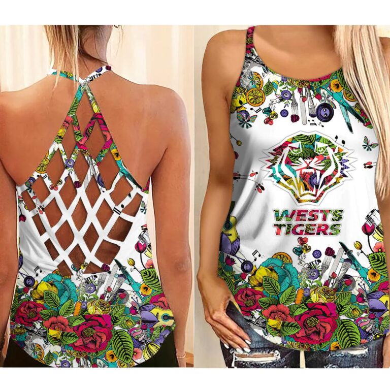 NRL Wests Tigers | Women's Criss Cross Tanktop/Hollow Tank Top/Legging