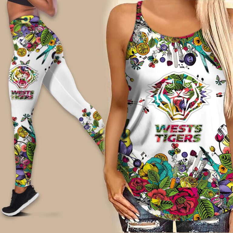 NRL Wests Tigers | Women's Criss Cross Tanktop/Hollow Tank Top/Legging