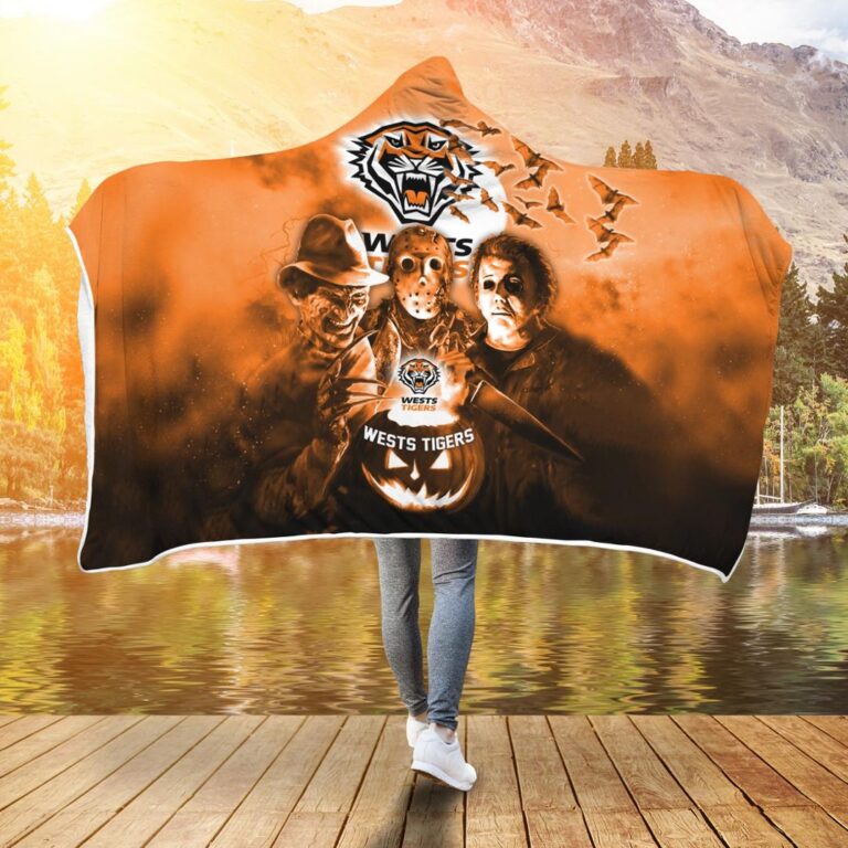 NRL Wests Tigers Halloween Hooded Blanket