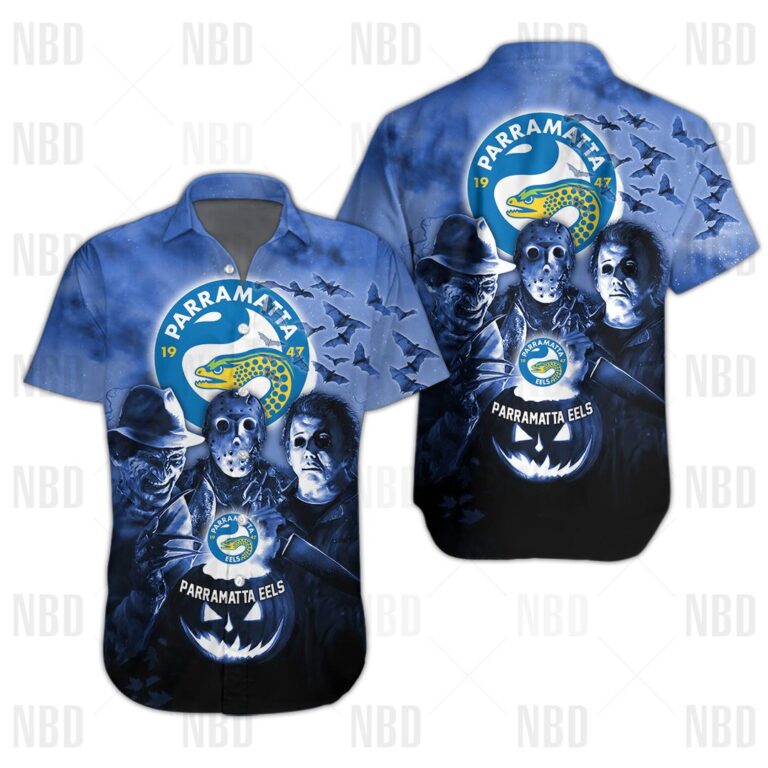 NRL Parramatta Eels Halloween Zip Hoodie T Shirt Long Sleeve Hawaiian