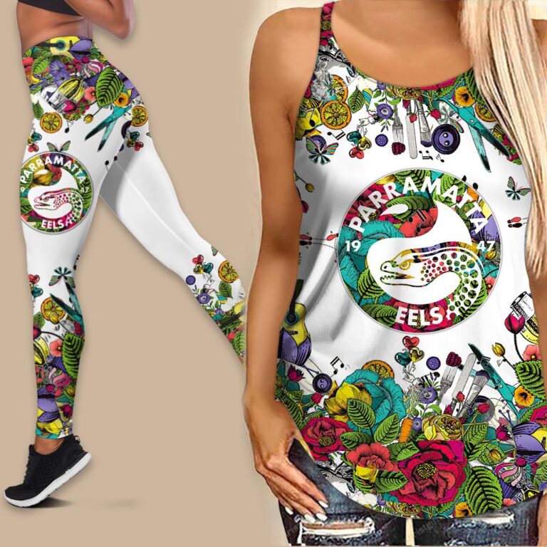 NRL Parramatta Eels | Women's Criss Cross Tanktop/Hollow Tank Top/Legging
