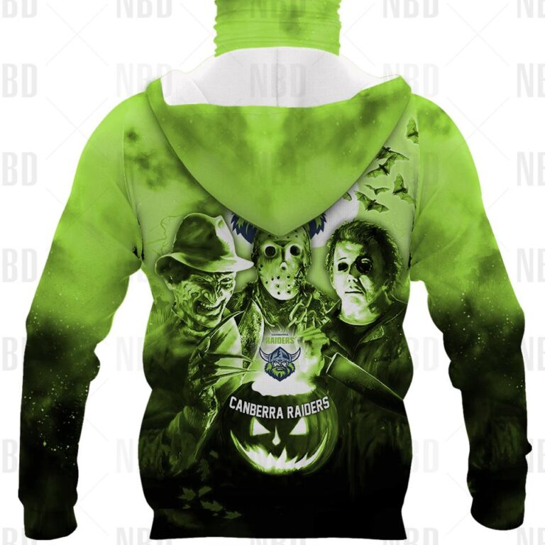 NRL Canberra Raiders Halloween Zip Hoodie T Shirt Long Sleeve Hawaiian