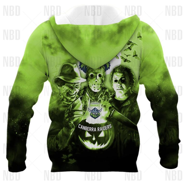 NRL Canberra Raiders Halloween Zip Hoodie T Shirt Long Sleeve Hawaiian