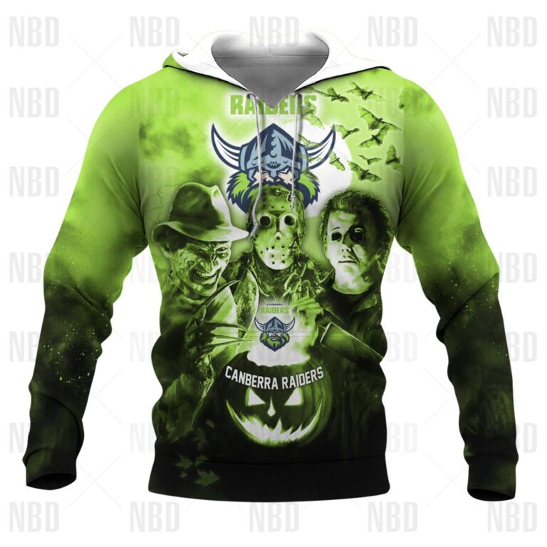 NRL Canberra Raiders Halloween Zip Hoodie T Shirt Long Sleeve Hawaiian