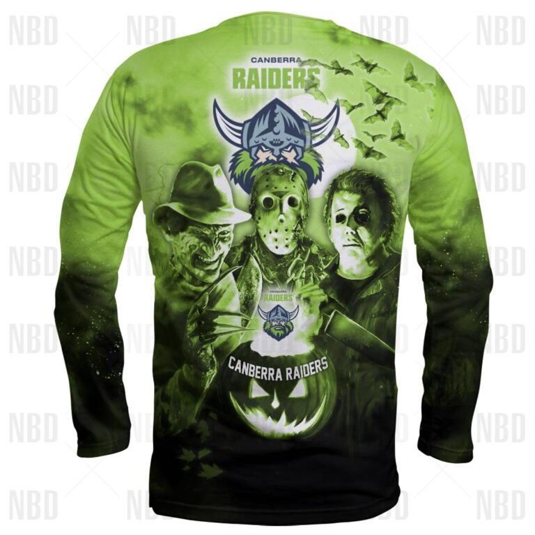 NRL Canberra Raiders Halloween Zip Hoodie T Shirt Long Sleeve Hawaiian