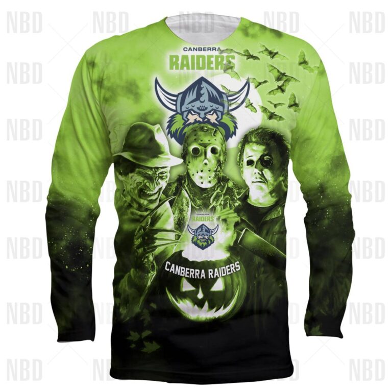 NRL Canberra Raiders Halloween Zip Hoodie T Shirt Long Sleeve Hawaiian